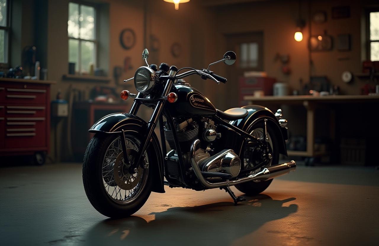 Splendida motocicletta d'epoca restaurata in un'officina fiorentina