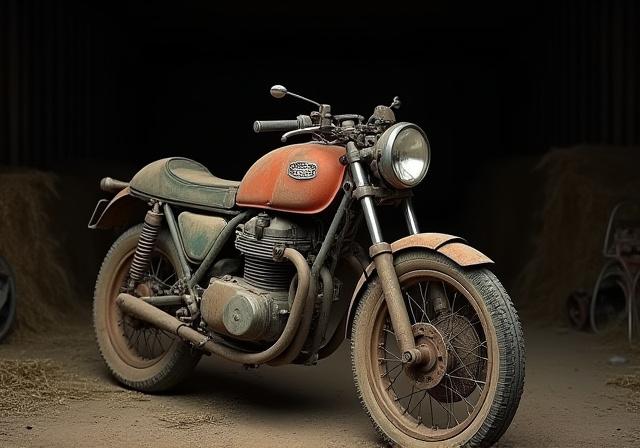 Moto Guzzi V7 Sport arrugginita prima del restauro